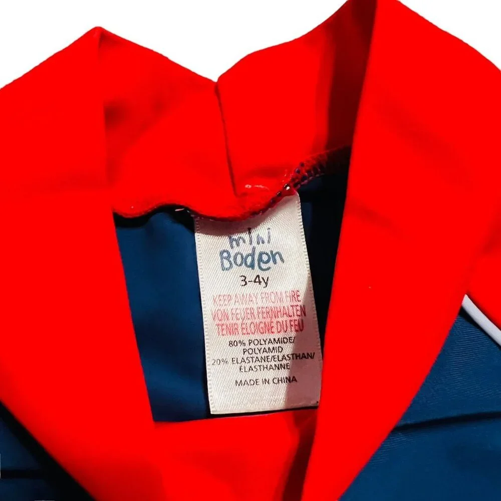 Mini Boden 3-4Y Raglan Shark Rashguard Swim Shirt